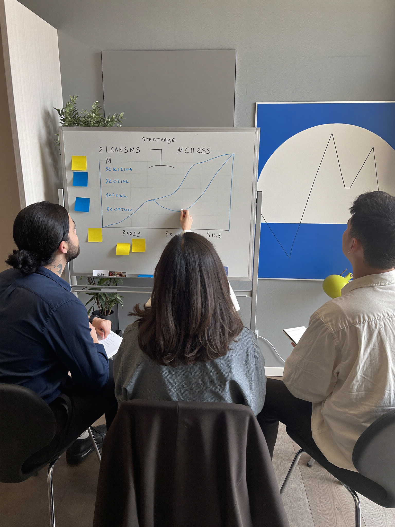 Strategy session at the whiteboard